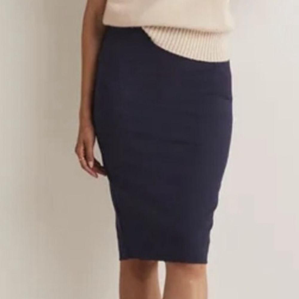 Boden 10R Navy Blue Hampshire Ponte Stretch Knit Pencil Skirt Fitted Career Work
